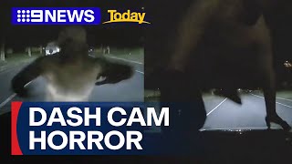 Shocking dash cam footage shows Queensland man attacking car  9 News Australia [upl. by Hgielrahc]