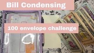 Lets do a bill condensing in our 100 envelope challenge binder [upl. by Tann]