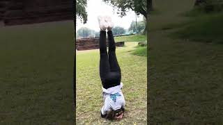 Cute girl🥰 Shirshasana in Sarnath group 😁 mind relaxing💆 yoga🧘‍♀️🧘‍♀️ for for hair also [upl. by Ruosnam666]