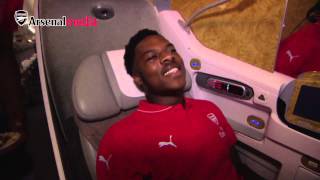 Chuba raps on the Arsenal plane to Singapore [upl. by Lerraj389]