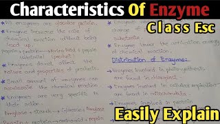 Characteristics Of Enzyme In Urdu Hindi  Chapter Enzymes  Class 11 Biology [upl. by Aliemaj331]