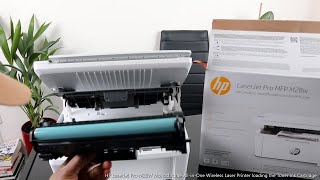 HP LaserJet Pro M28W Monochrome All in One Wireless Laser Printer loading the Toner Ink Cartridge [upl. by Tri273]