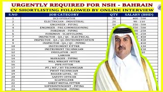 Bahrain Jobs 🇧🇭 2024 ¦¦ Basic Salary Upto 500 Bahraini Dinar ¦¦ After Visa Payment ¦¦ Bahrain Jobs [upl. by Cirderf]