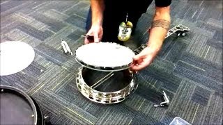 How to change a banjo head lesson tutorial by guitar tech Kenny Barnwell The Band Perry [upl. by Akissej639]