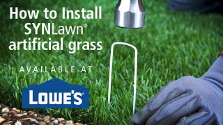 How to install SYNLawn artificial grass available at Lowes Home Improvement [upl. by Profant]