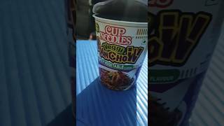 Nissin cup Noodles veggie Manchowmaggiespicy instant cup noodles🍜food shorts nissin review [upl. by Eirhtug]