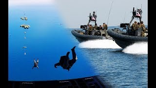 US Navy SPECIAL BOAT TEAM parachute into the sea with assault boats from C17 [upl. by Feinleib]