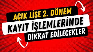 Açık Lise Geçiş Tarihleri  Yeni Kayıt ve Kayıt yenileme [upl. by Ongun]