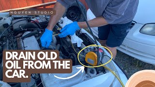 I use this extractor to completely remove the old oil and replace it with new oil for my car [upl. by Howlond547]