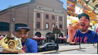 St Lawrence Market Tour  Toronto  Peameal Bacon Sandwich Gyros amp More [upl. by Jensen672]