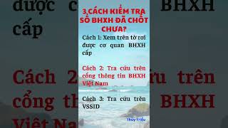 3 CÁCH KIỂM TRA SỔ BHXH ĐÃ CHỐT CHƯA Thủy Triều I Thuytrieubhxh [upl. by Nerte]