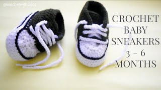 Crochet CONVERSE BABY BOOTIES for 3  6 month babies [upl. by Tuinenga]