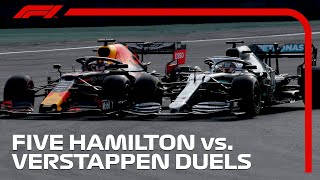 Five Epic Lewis Hamilton vs Max Verstappen Duels [upl. by Sink]