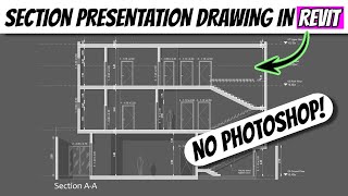 Section Presentation Drawing in Revit QUICK amp EASY  No Photoshop [upl. by Phillip]