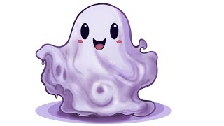 Easy Drawing of Cute Ghost  Easy cartoon Drawing  Step by step Drawing for beginners asmr [upl. by Ahsienal]