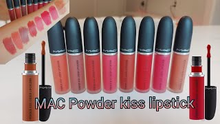 Mac powder kiss liquid lipstick 💄 All 8 shades [upl. by Arimas279]