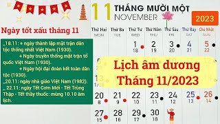 Lịch tháng 112023  Lịch âm hôm nay 2023  Lịch vạn niên 2023 [upl. by Sivert22]