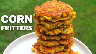 Vegan Corn Fritters Recipe made in 15 MINUTES The Best Vegan Fritters made with Sweet Corn [upl. by Lodge]