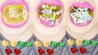 ASMR Fruity Jelly Lychee Sprinkles Kohakuto Gummi Balls Chocolate Lollipop Eating Sounds Compilation [upl. by Euqirrne]