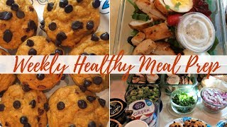 Healthy Weekly Meal Prep  Cobb Salads Pumpkin Choc Chip Muffins and more [upl. by Willmert98]