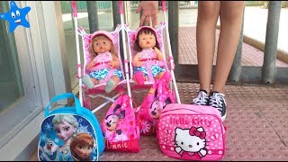 ¡Vuelta al cole Estrenan mochila y bolsa de aseo Frozen y Hello Kitty Ani y Ona NENUCO [upl. by Notsyrb824]