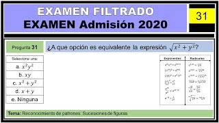 Guía de EXÁMEN de Admisión  1  Parte 1 Ejercicio 31 [upl. by Semajwerdna]