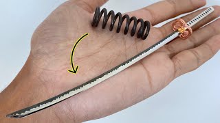 make a mini KATANA sword  turn spring into a mini katana sword [upl. by Led]