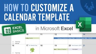 How to Customize A Calendar Template in Excel [upl. by Kerri484]