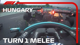 Championship Changing Melee at Turn 1 in Hungary  2021 Hungarian Grand Prix [upl. by Annot]