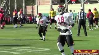 USC spring practice linebacker drills 32714 [upl. by Ahsenahs]