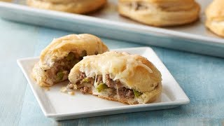 Philly Cheesesteak Biscuit Bombs  Pillsbury Recipe [upl. by Annelg]