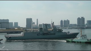 来日ニュージーランド海軍フリゲート「テ・カハ」の出港 Royal NZ Navy frigate HMNZS Te Kaha departure from the port of Tokyo [upl. by Nadaha312]