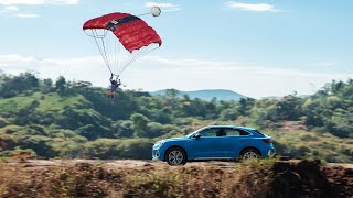 Audi Q3 Sportback vs Base Jumper  Air vs Asphalt  The Race  Faisal Khan [upl. by Rento766]