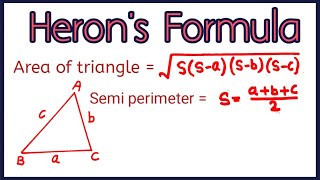 Herons Formula Herons Formula for area of triangle  heron [upl. by Andromada]