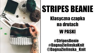 Stripes Beanie Klasyczna czapka na drutach w paski [upl. by Nanaek442]