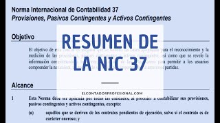 NIC 37 Provisiones Pasivos Contingentes y Activos Contingentes 👍 [upl. by Xella]