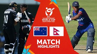 New Zealand v Nepal  Match Highlights  U19 CWC 2024 [upl. by Ellenoj]