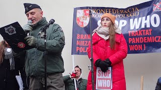 1122023 Oświadczenie Polskiej Narodowej RK na proteście pod Ministerstwem Zdrowia STOP WHO [upl. by Sancha46]