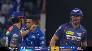 Huge drama between Arjun tendulkar and Marcus Stoinis during his 1st ipl over in mi vs Lsg match [upl. by Orson]