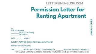 Permission Letter For Renting Apartment  Letter to Society Requesting Permission to Rent Apartment [upl. by Ahsei]