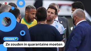 Vier voetballers van veld gehaald tijdens BraziliëArgentinië [upl. by Kacie]