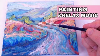 Impressionist Oil Painting Loose Landscape  Paint With Me  Art Therapy  Contemporary Painting [upl. by Norreht]