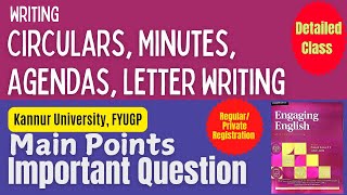 Engaging English Writing Circulars Minutes Agendas Letter Writing Kannur University FYUGP [upl. by Cyler]