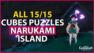 All 15 Cubes Puzzles Narukami Island Genshin Impact [upl. by Olenta]