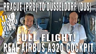 FULL AIRBUS COCKPIT FLIGHT PRAGUE 🇨🇿 PRG TO DÜSSELDORF 🇩🇪 DUS IN REALTIME  6 CAM  AUDIO [upl. by Fen]