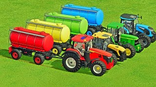 TRANSPORT OF COLORS  CASE  NEW HOLLAND  JCB TRACTORS WITH WATER TANK  Farming Simulator 22 [upl. by Thormora]