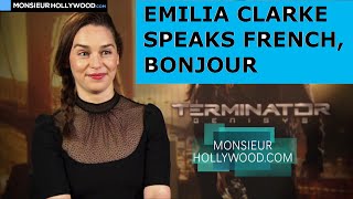 Emilia Clarke  speaks French cute Interview Teaser Terminator Genisys Game of Thrones [upl. by Haila]