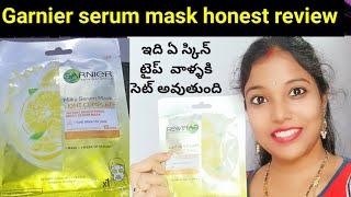 Garnier milky serum mask honest review 🎭 Garnier sheet mask review in teluguskinwhitening mask [upl. by Tyre]