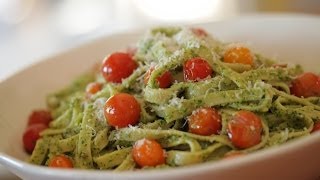 Pesto Pasta With Cherry Tomatoes Recipe [upl. by Arie812]