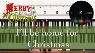 Real Piano Tutorial🎄 ILL BE HOME FOR CHRISTMAS🎄 with sheets [upl. by Eatnahc]